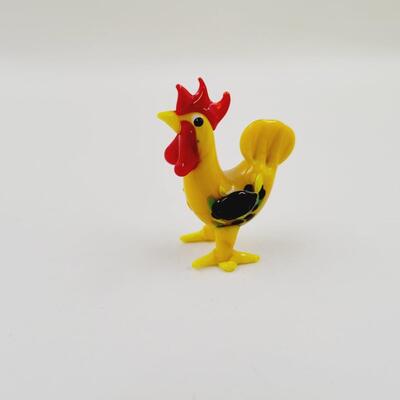 4 PC HAND BLOWN ROOSTER - CHICKEN COLLECTABLES
