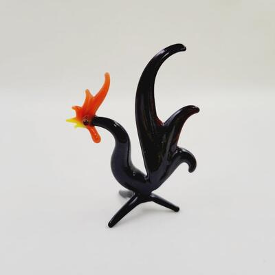 4 PC HAND BLOWN ROOSTER - CHICKEN COLLECTABLES