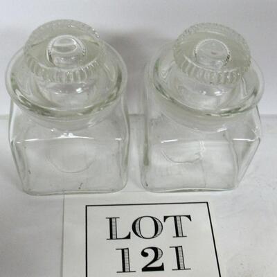2 Small Square Matching Apothecary Jars
