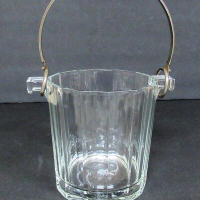 Vintage Glass Ice Bucket, Made in Italy, Heavy Glass