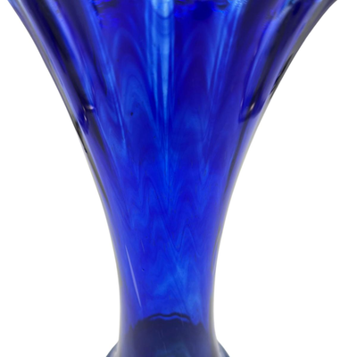 Handmade Tall Blue Glass Vase