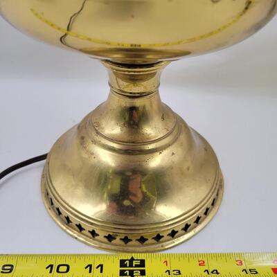 RAYO OIL LAMP CONVERTED TO ELECTRIC WITH BEAUTIFUL PAINTED GLASS SHADE