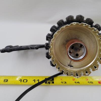 CAST IRON WALL OIL LAMP FIXTURE W/ ELECTRIC OIL LAMP STYLE LIGHT