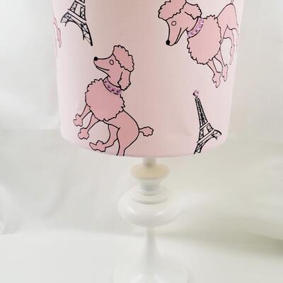 CUTE PINK & WHITE POODLE DOG TABLE LAMP