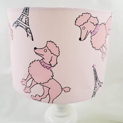 CUTE PINK & WHITE POODLE DOG TABLE LAMP