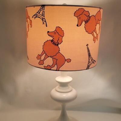 CUTE PINK & WHITE POODLE DOG TABLE LAMP