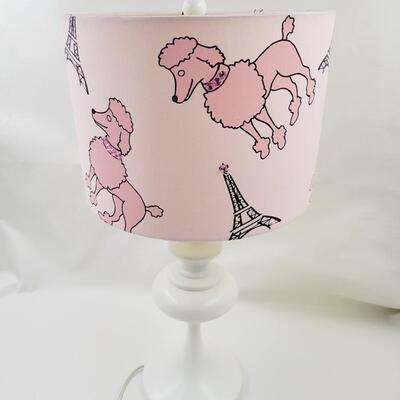CUTE PINK & WHITE POODLE DOG TABLE LAMP