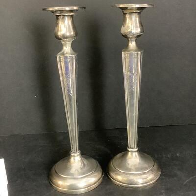 B - 640  Pair of Weighted Sterling Silver Candlestick Holders
