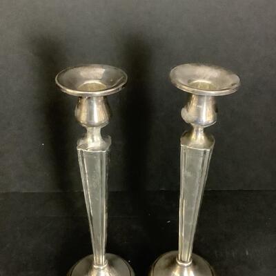 B - 640  Pair of Weighted Sterling Silver Candlestick Holders