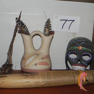 LOT 77 SIGNED POTTERY AND RAIN MAKER