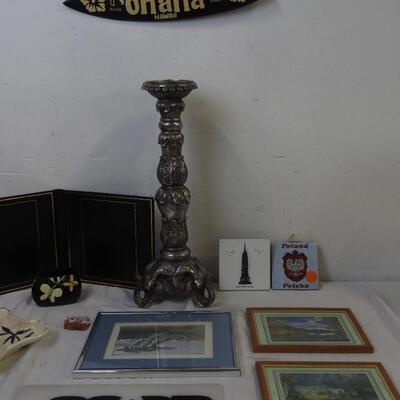 10 pc Home Decor: 3 Holographic Pics ,Elephant Base Candle Holder, 3 fold frame