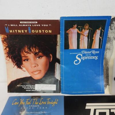 13 pc Music Book and Vinyls, Whitney Houston -to- No Jacket Required