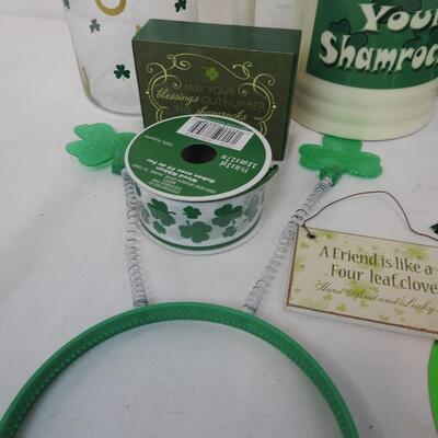St. Patrick's Day Memorabilia: Mug, Small Bucket, Headband, Jar, etc