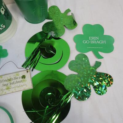 St. Patrick's Day Memorabilia: Mug, Small Bucket, Headband, Jar, etc