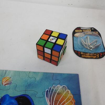 10+ Toy Lot: Lite Brite, Vinyl Stickers, 2 Puzzles, Stacking Cups, etc