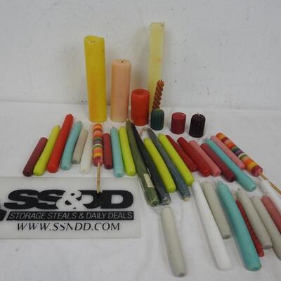 39 Candles, Multi-Colored, Some Striped, One Square