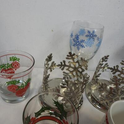 11 pc Christmas: Mugs, Letters To Santa Collector's Plate, Trim-a-Home Reindeer