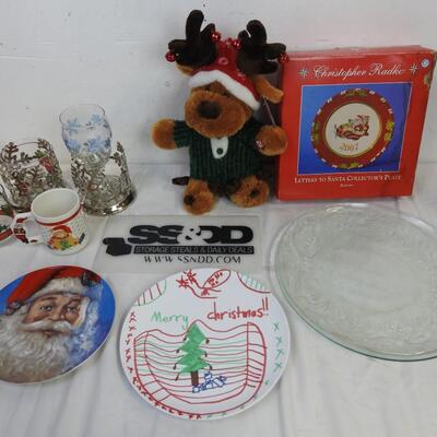 11 pc Christmas: Mugs, Letters To Santa Collector's Plate, Trim-a-Home Reindeer