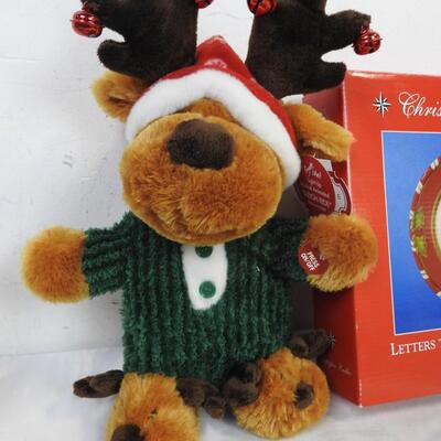 11 pc Christmas: Mugs, Letters To Santa Collector's Plate, Trim-a-Home Reindeer