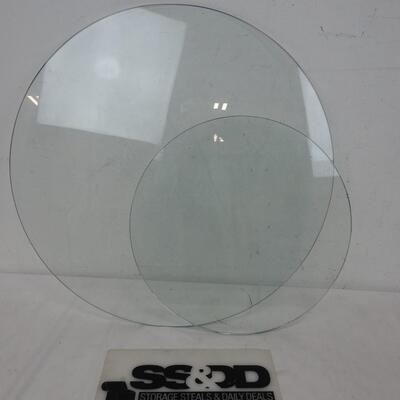 2 Glass Circle Panes: 16 Inch Diameter and 2 Foot Diameter, Some Scratchs/Stains