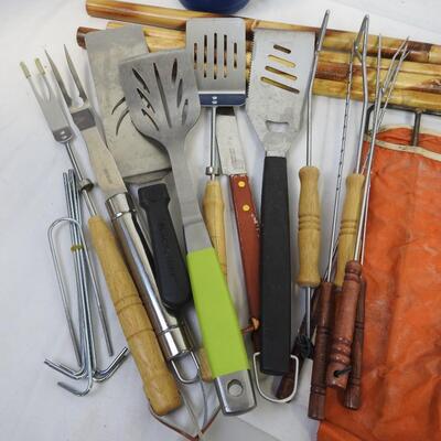 Outdoor Supplies: Bags, and Water Cooler, Many Barbecue Utensils (Spatulas)
