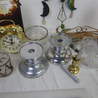 Home DÃ©cor: Candles and Holders, 2 Nice Clocks, Moon Hanging Decoration, Frame