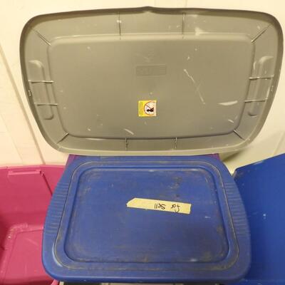 5 Assorted Plastic Totes, All With Lids, Some Slight Cracks in Lids