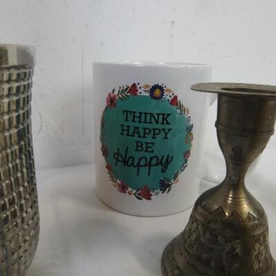 17 pc Home Decor: Candles, Mug, Orange Vase, Ceramic Butterflies