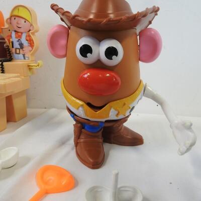 Toy Lot: Blocks, Construction Tools, Cowboy Mr Potato Head, Faom Blocks