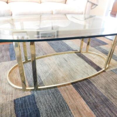 Nice Oval Metal Frame Brass Finish Glass Top Coffee Table