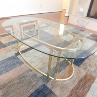Nice Oval Metal Frame Brass Finish Glass Top Coffee Table