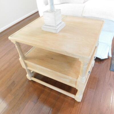 Modern Double Tier Wood Side Table
