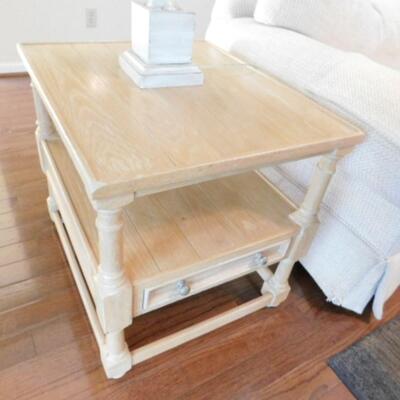 Modern Double Tier Wood Side Table
