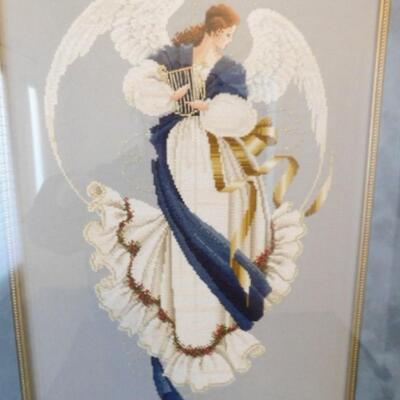 Colorful and Highly Detailed Framed Angel Needlework Art 20