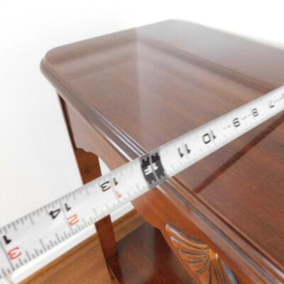 Walnut Accent Table with Stretcher Shelf 27
