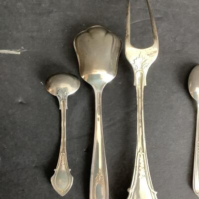 B - 662 Lot of Sterling Silver Serving pieces and 5 Demitasse Spoons