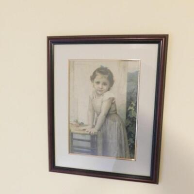 Framed Wall Art Print Little Girl by Bouguereau 1896