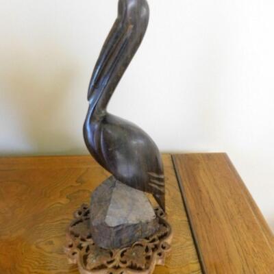Wood Carved Perched Sea Bird