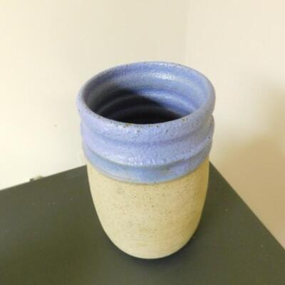 Hand Thrown Pottery Jar Two Tone Signed by Artist
