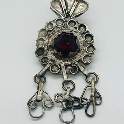 Lot 127 Atique/Vintage Handcrafted Pendant with Red Glass Stone
