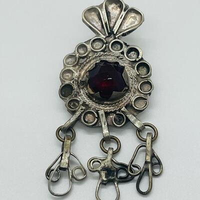 Lot 127 Atique/Vintage Handcrafted Pendant with Red Glass Stone
