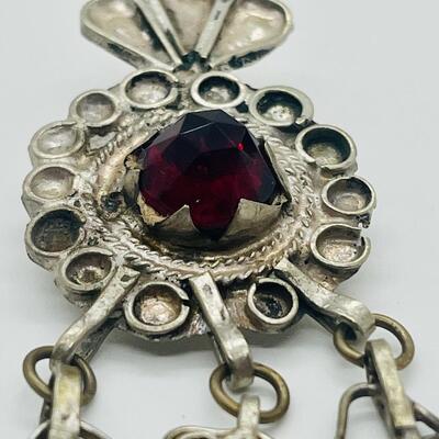 Lot 127 Atique/Vintage Handcrafted Pendant with Red Glass Stone