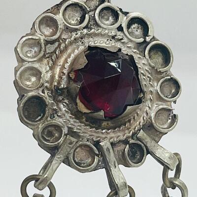 Lot 127 Atique/Vintage Handcrafted Pendant with Red Glass Stone