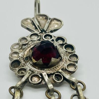 Lot 127 Atique/Vintage Handcrafted Pendant with Red Glass Stone