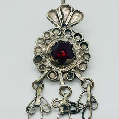 Lot 127 Atique/Vintage Handcrafted Pendant with Red Glass Stone