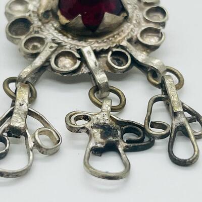 Lot 127 Atique/Vintage Handcrafted Pendant with Red Glass Stone