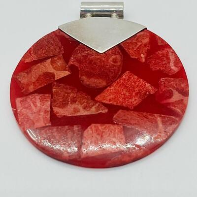 Lot 128: 925 Sterling & Rusty Red Pendant