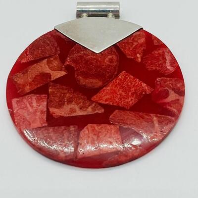 Lot 128: 925 Sterling & Rusty Red Pendant