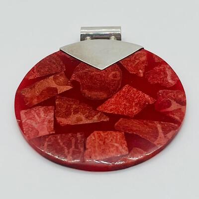 Lot 128: 925 Sterling & Rusty Red Pendant