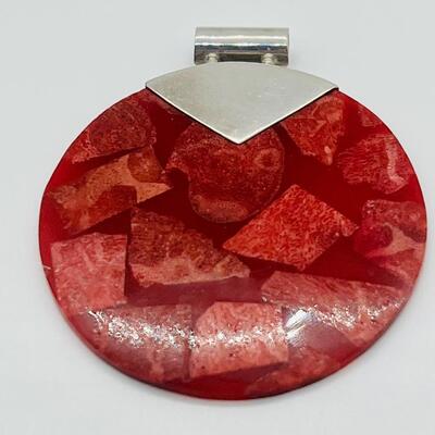 Lot 128: 925 Sterling & Rusty Red Pendant